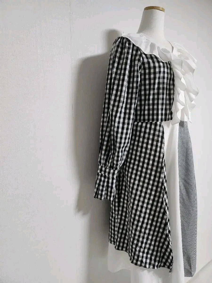 언발체크셔츠프릴카라롱원피스#L35 5