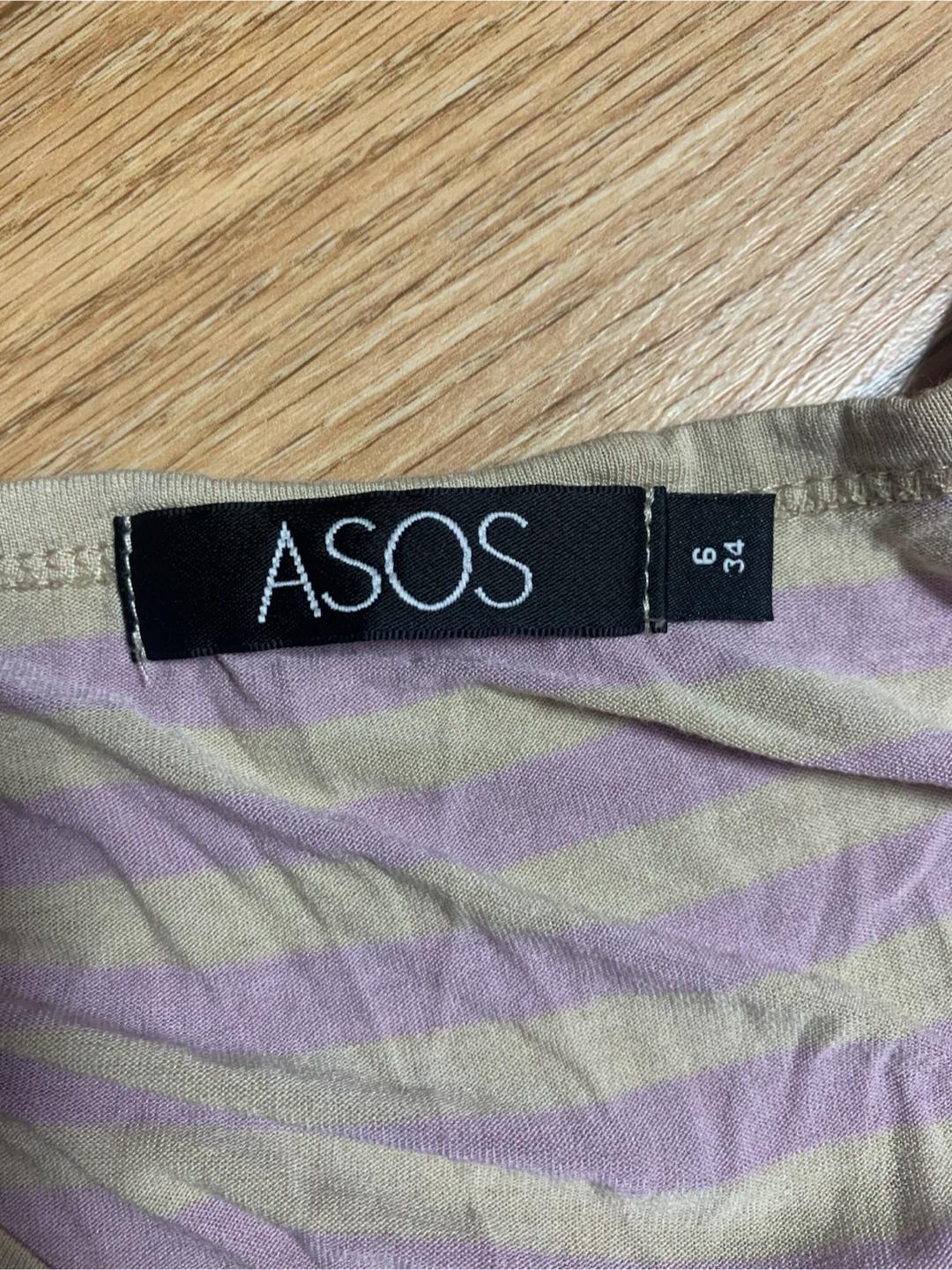 ASOS 스트라이프 퍼프소매 브이넥 티셔츠 4