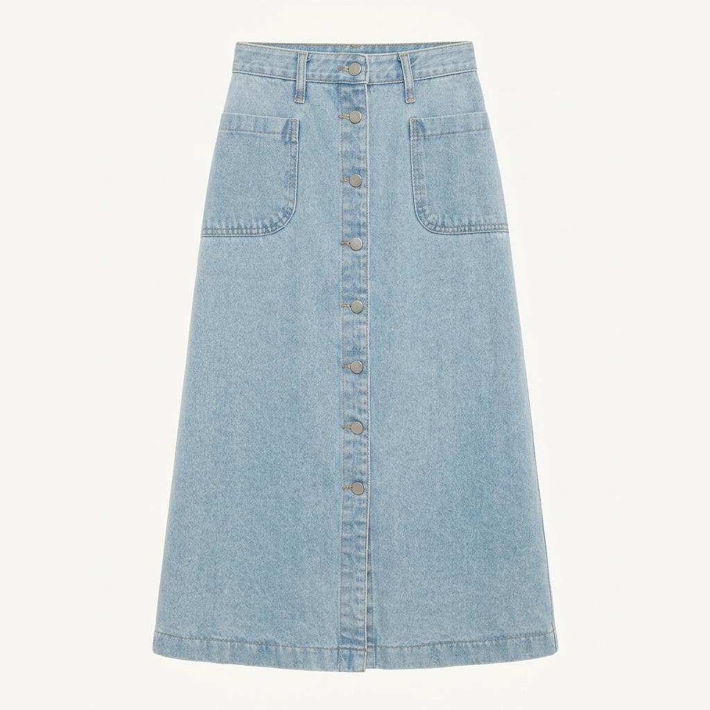 WARDROBE 버튼업 데님 롱스커트 1