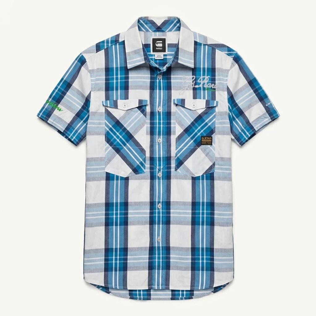 M 21s 지스타 로우 G Star RAW 체크 반팔 셔츠 남방 D606 1