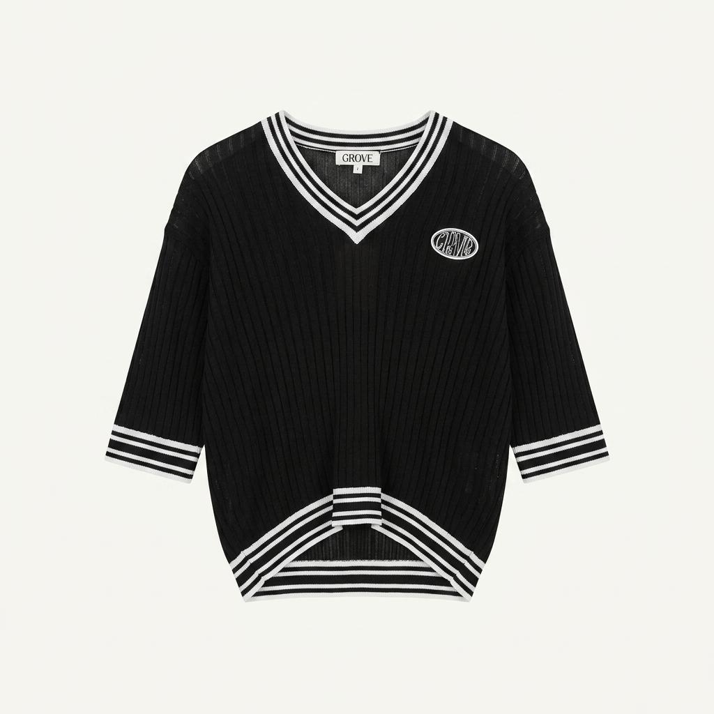 GROVE 그로브 브이넥 크롭 니트 F [A416] 1