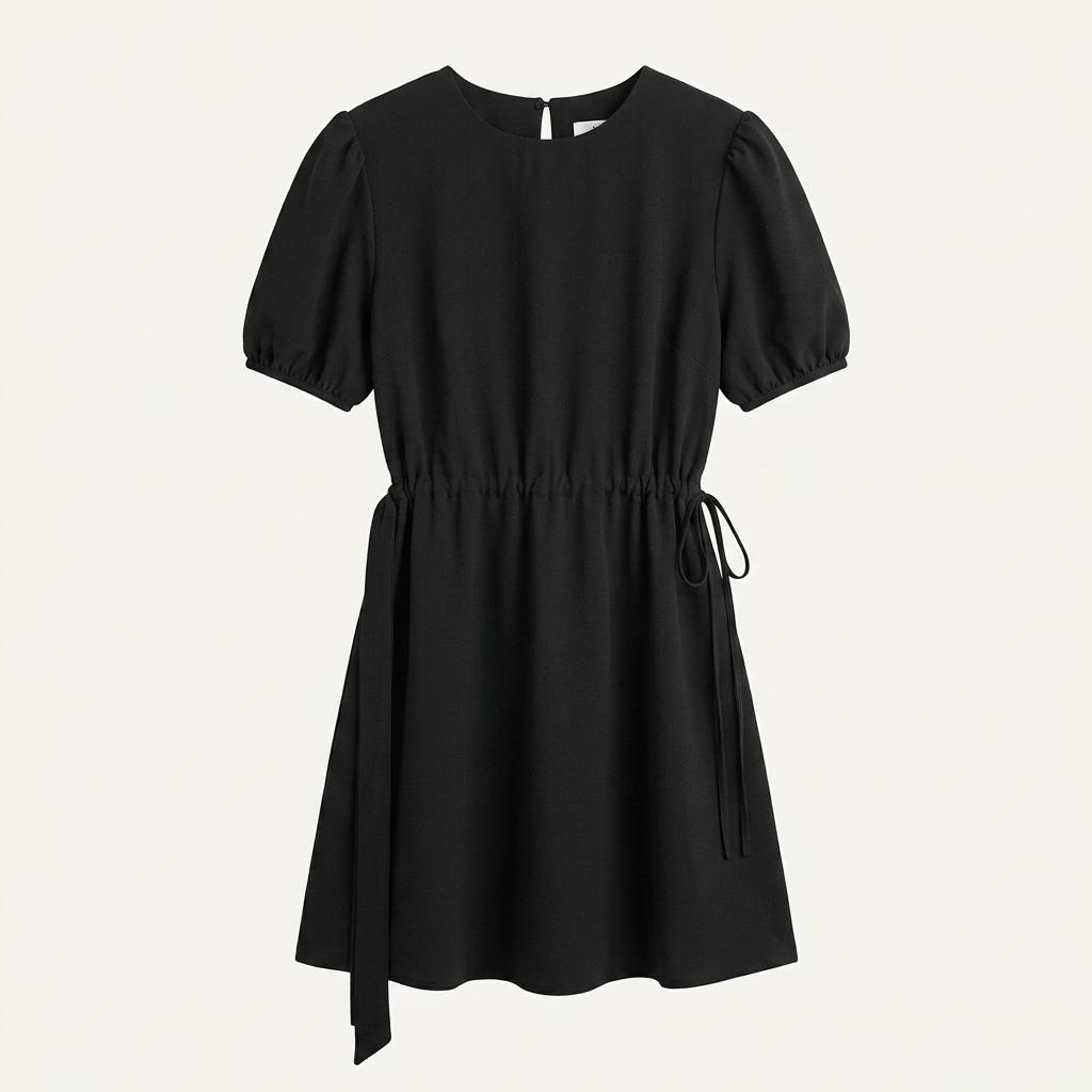 커먼유니크 퍼프 소매 미니 원피스 블랙 1