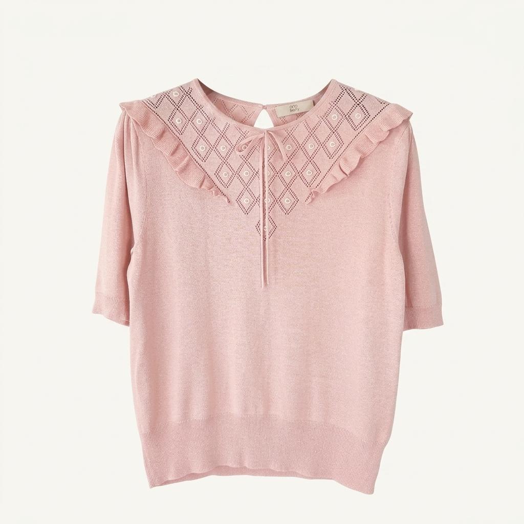 (XS)Orla Kiely 실크 혼방 플라숴 반팔 니트/J5-27-08 1