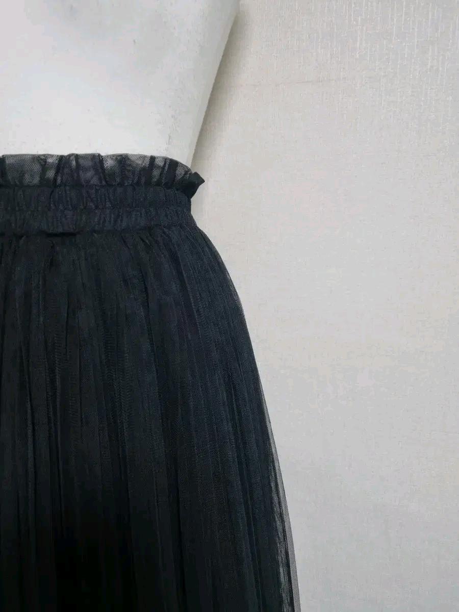 LS143 블랙 튤 스커트 롱 스커트 3