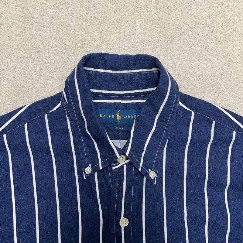 RALPH LAUREN 네이비 스트라이프 블루 셔츠 S 6