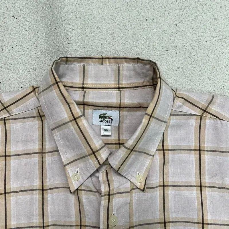 LACOSTE 체크 반팔 셔츠 베이지 39 6