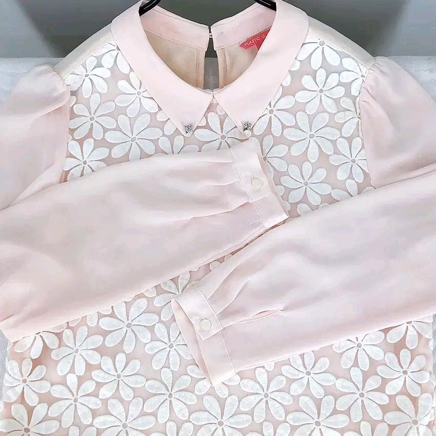 플라스틱아일랜드 여성 춘추 쉬폰 블라우스 핑크85 (HU44361) 4