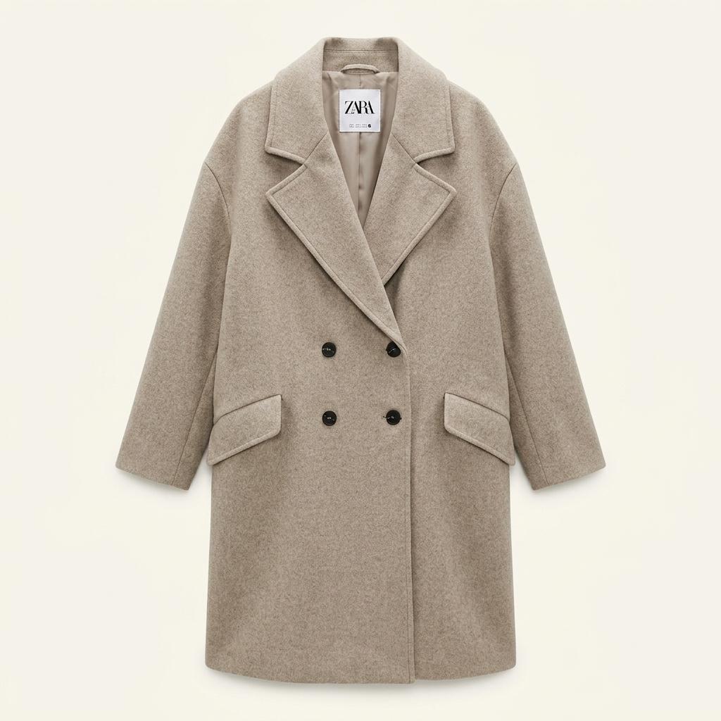 ZARA 베이지 더블 버튼 롱 코트 1