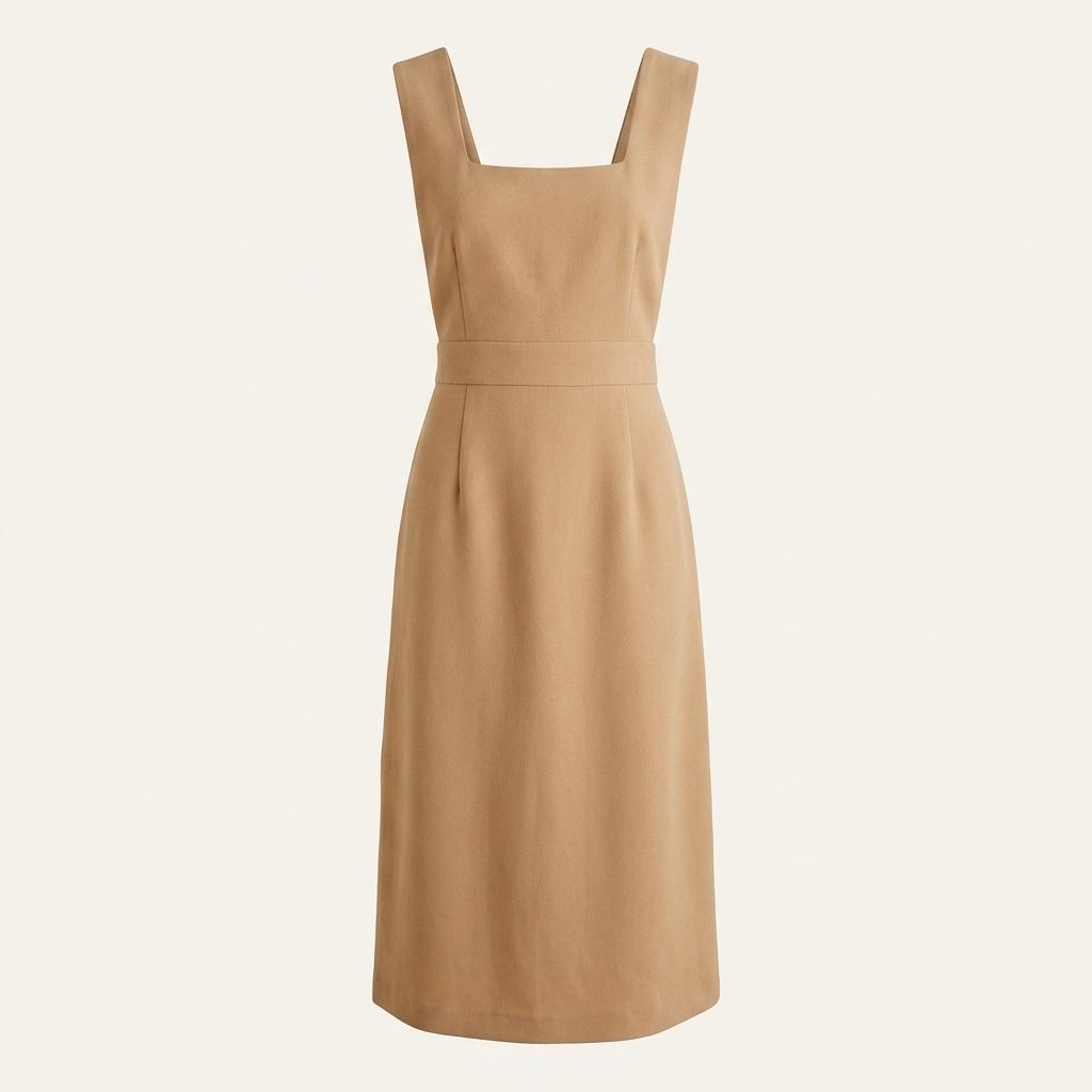 마카롱슬 카멜베이지 멜빵 미디 원피스 1