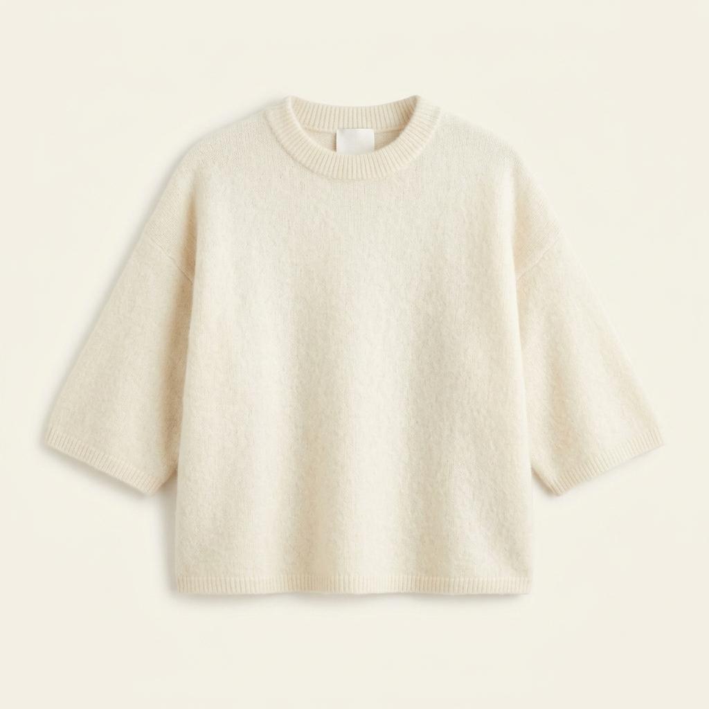 H&M 모헤어 울 블렌드 라운드 니트 아이보리 1
