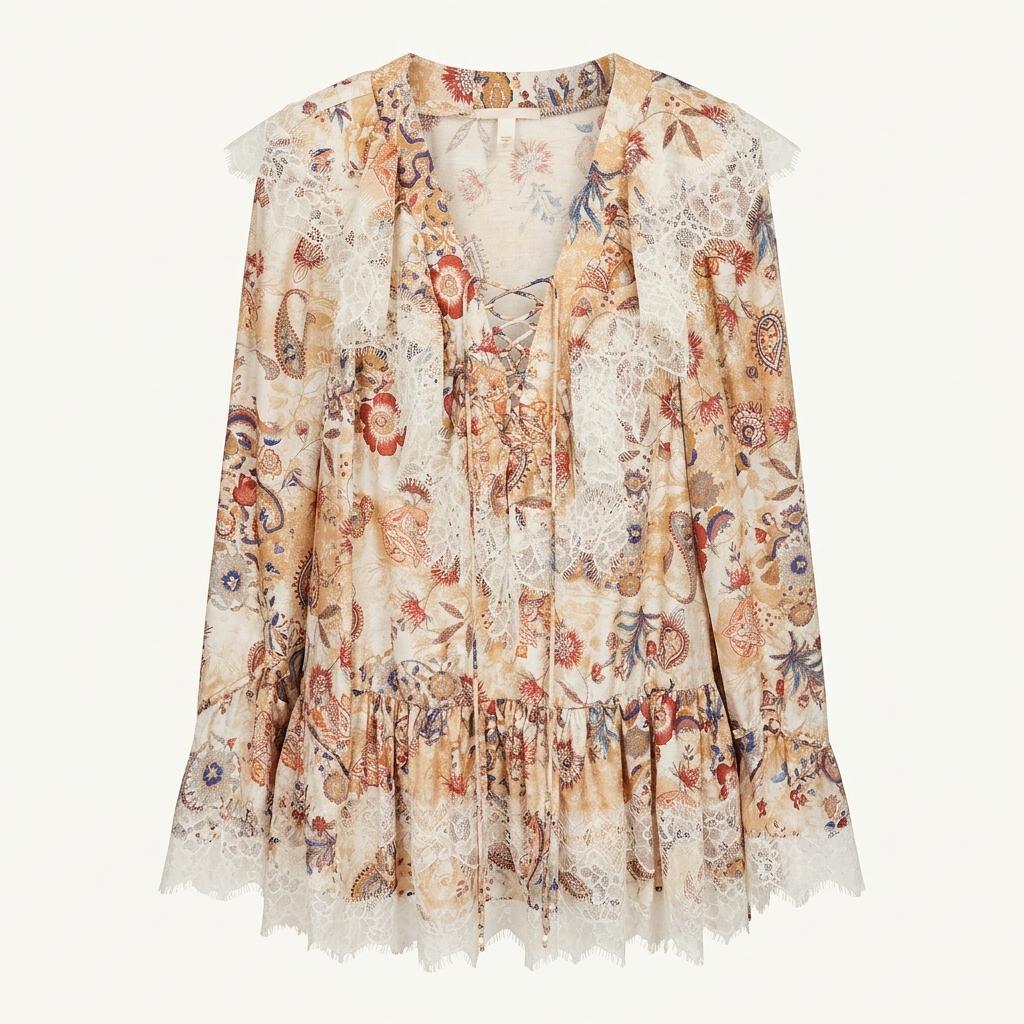 H&M 에이치엔엠 레이스 보헤미안 페이즐리 블라우스 1