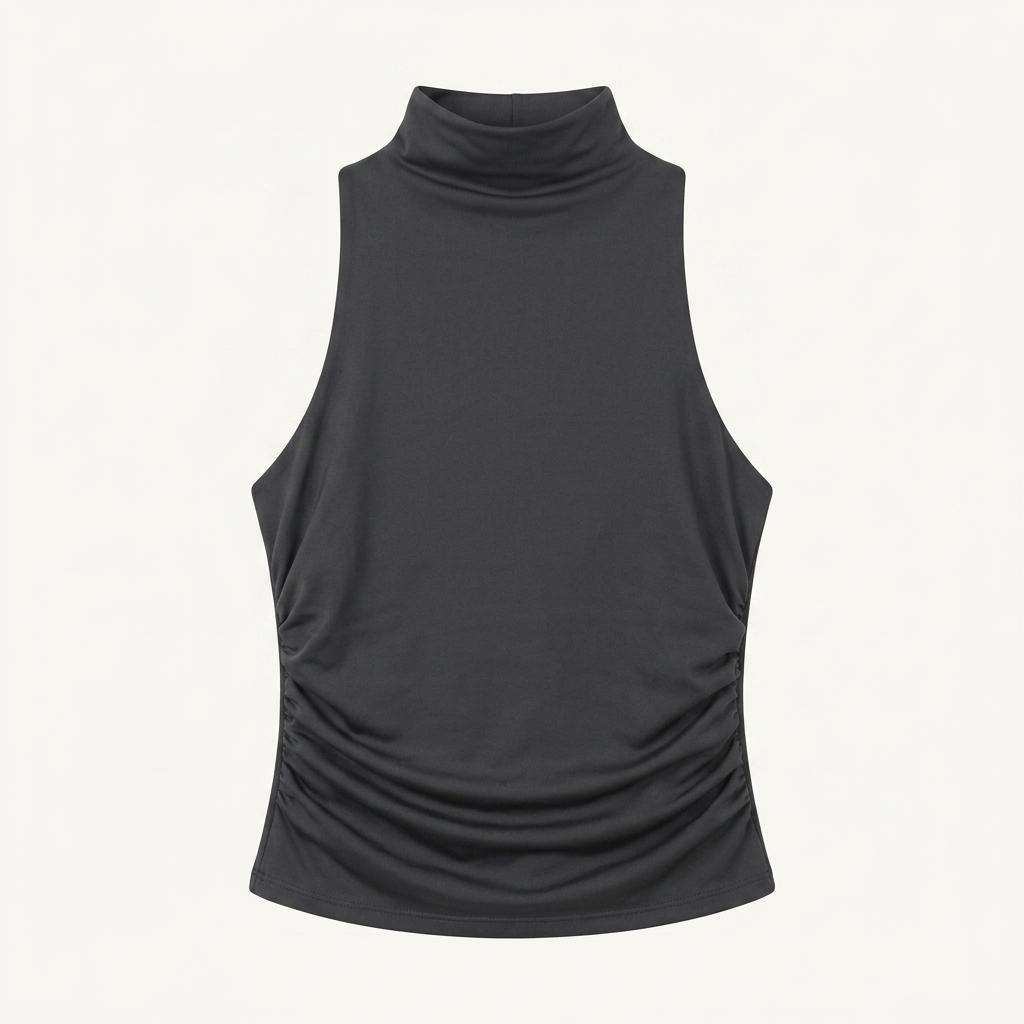 H&M 블랙 루싱 홀터넥 슬리브리스 티셔츠 1