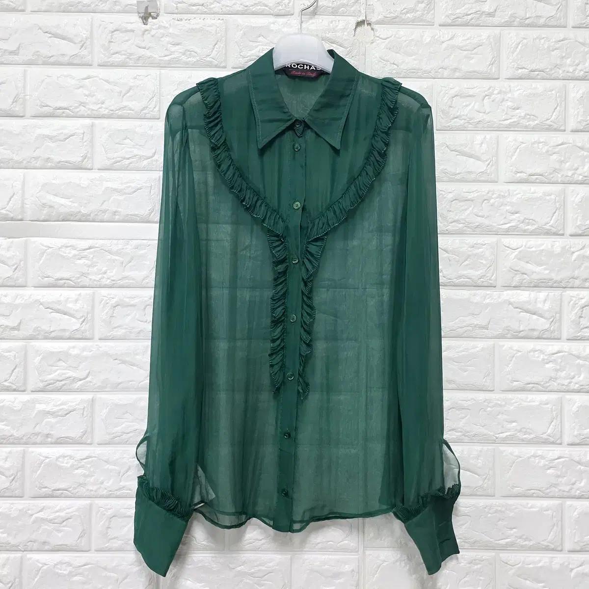 L 한섬 로샤스 ROCHAS 그린 블라우스 D720 2