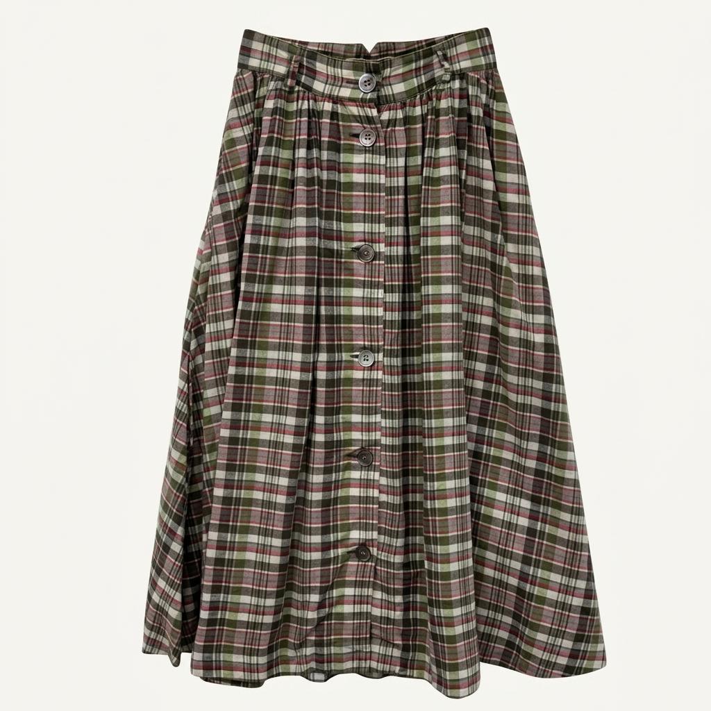 Japanese vintage BATSU 모리걸 패턴 플레어 스커트xs 1