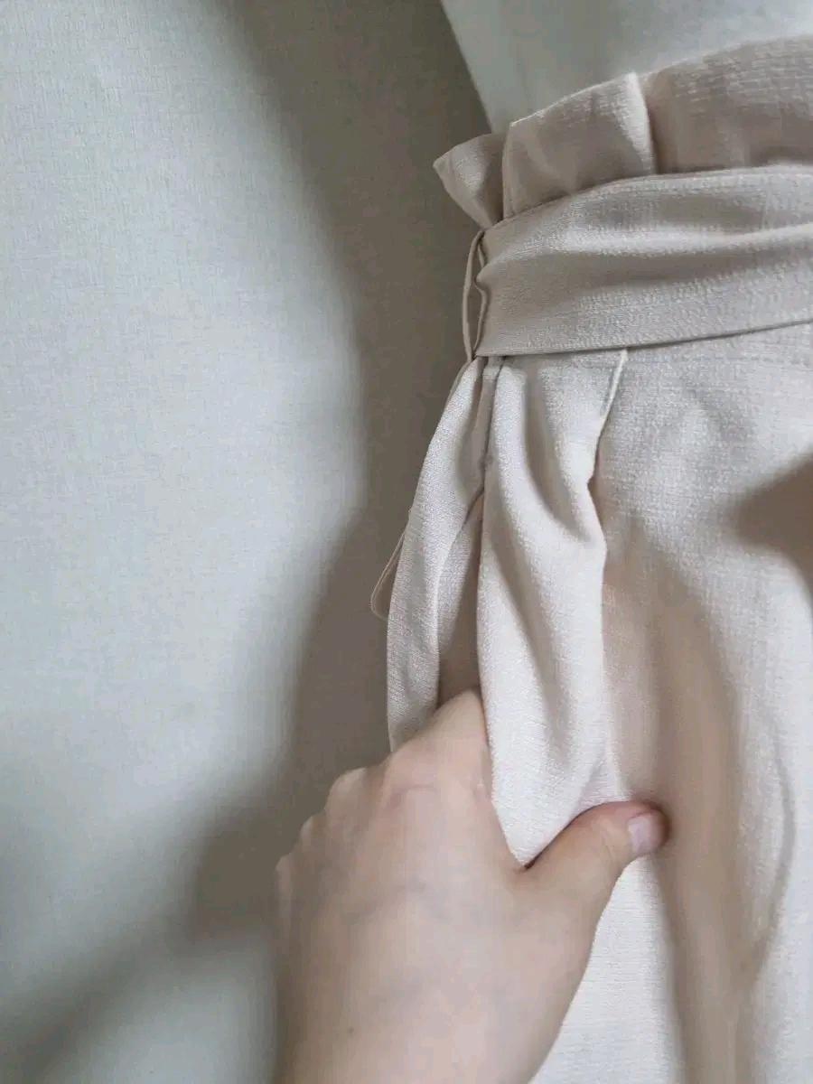 P4 아이보리 리본 벨트 와이드 팬츠 5