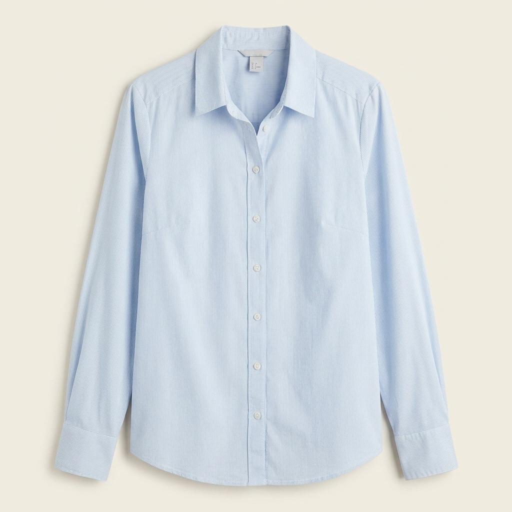 H&M 스트라이프 롱슬리브 코튼 셔츠 블루 1