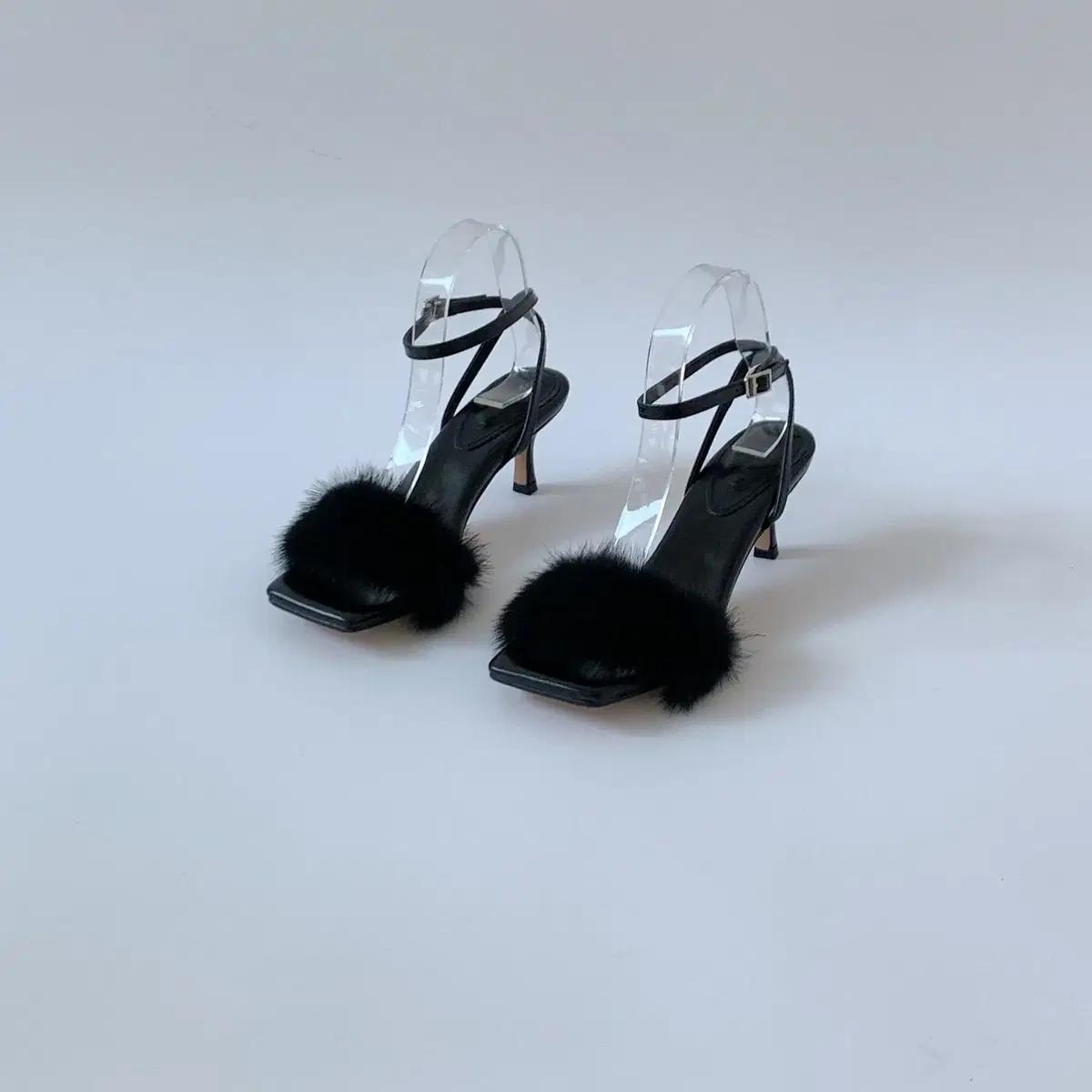 @세일 9385 리얼밍크 6cm 스트랩 샌들 235 블랙-새상품 2