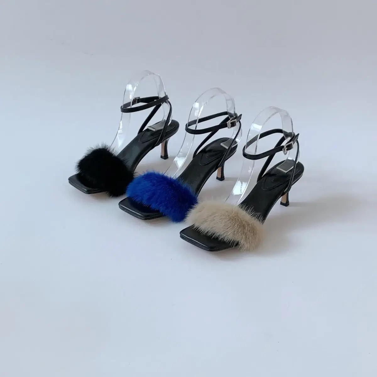 @세일 9385 리얼밍크 6cm 스트랩 샌들 230 블루-새상품 3