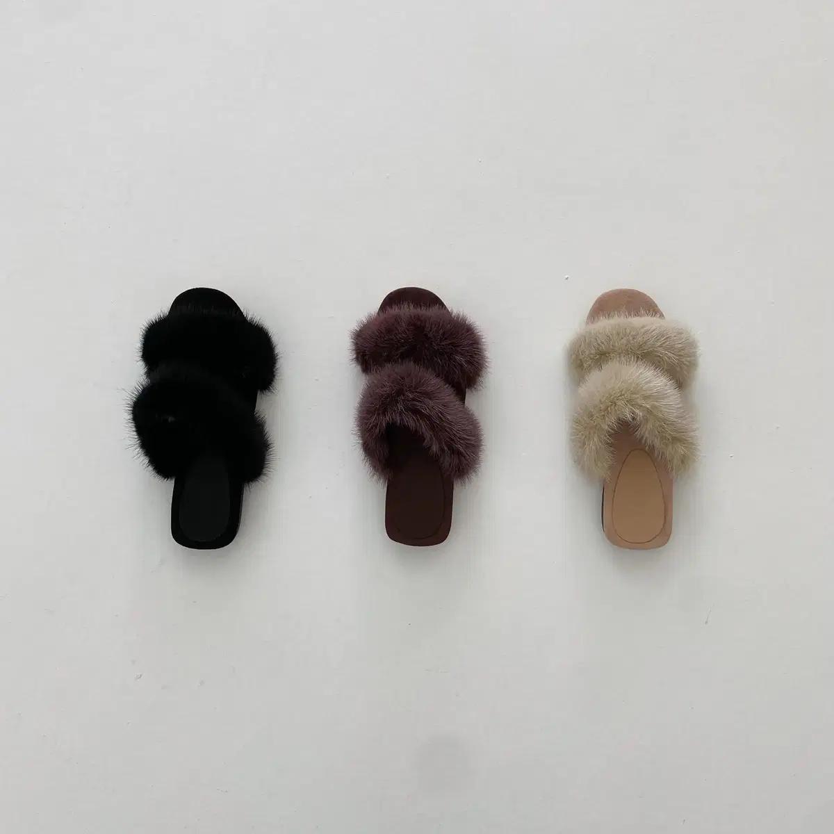 @세일 204 리얼 밍크퍼 러블리 슬리퍼 230 초코-새상품 3