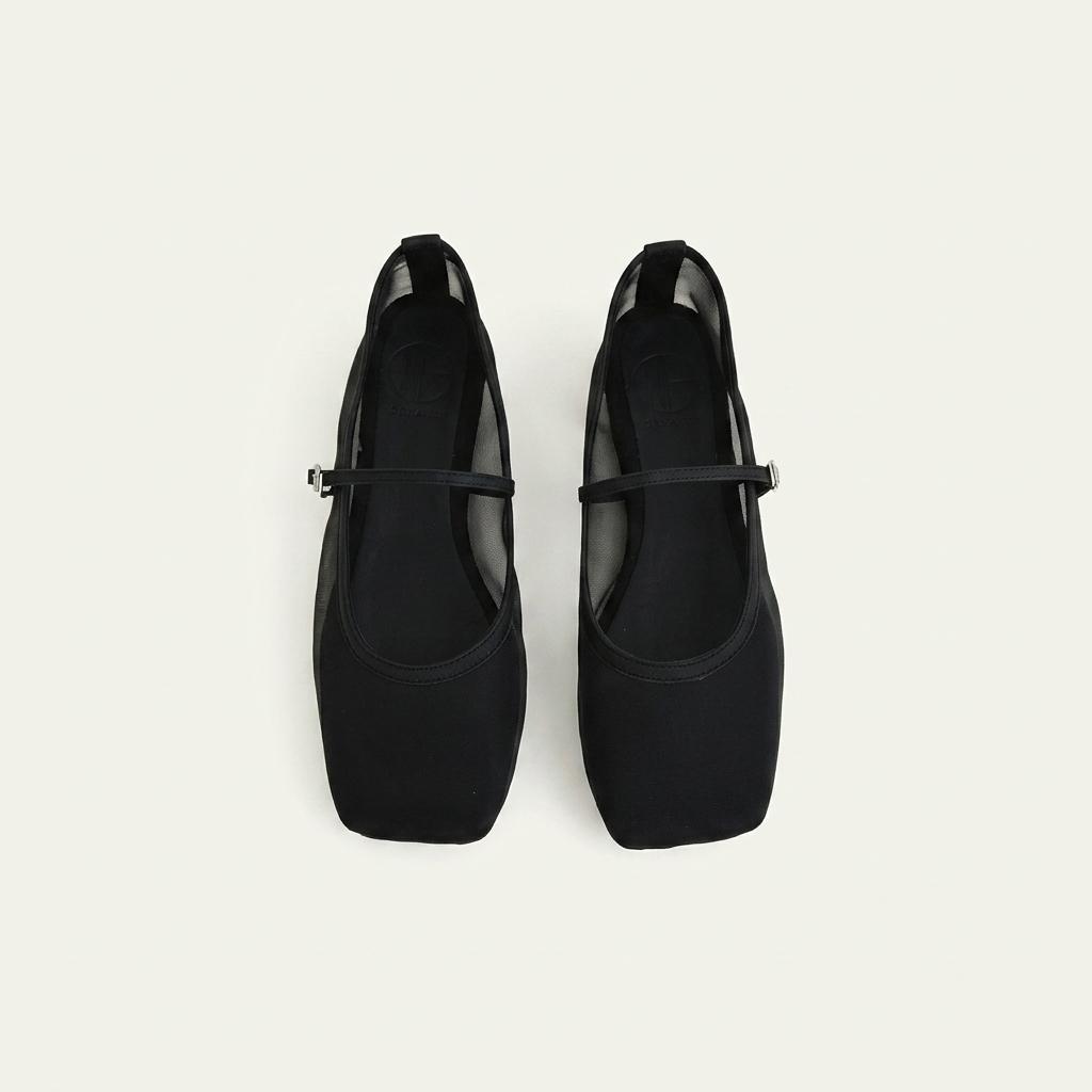 @9518 버클 스트랩 시스루 플랫슈즈 245 블랙-새상품 1