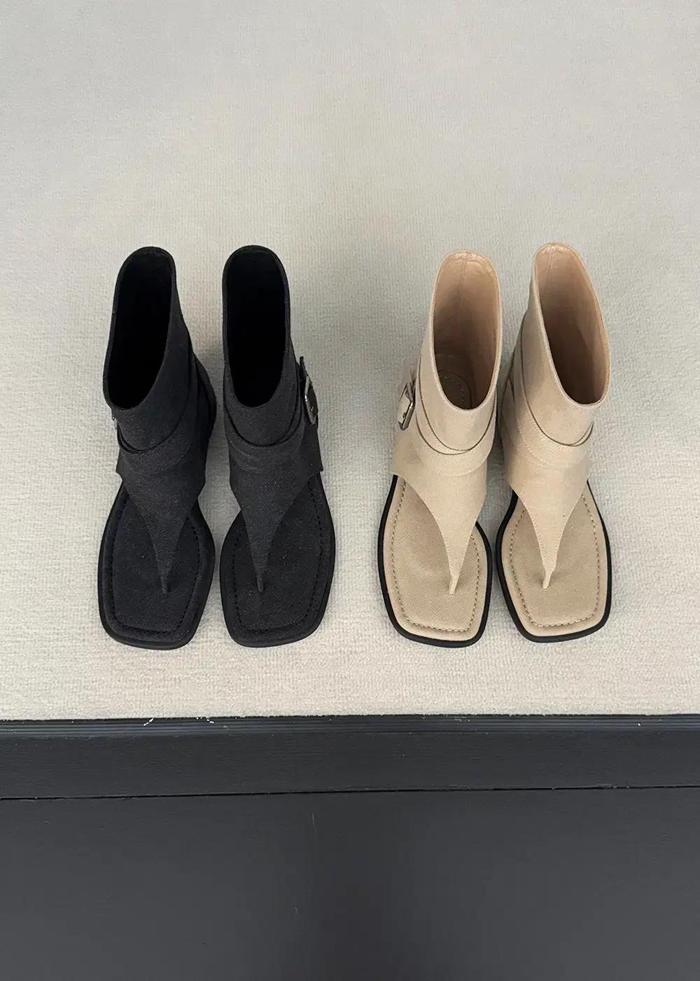 @9540 버클디테일 1cm 린넨 쪼리부츠 240 블랙-새상품 2