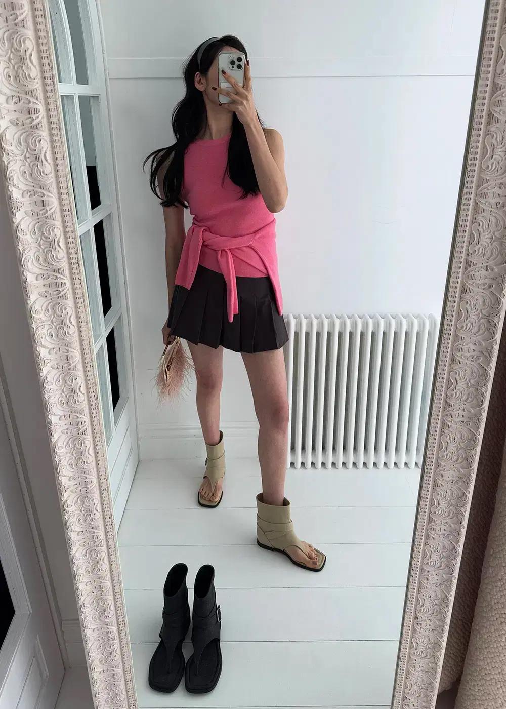 @9540 버클디테일 1cm 린넨 쪼리부츠 240 블랙-새상품 5