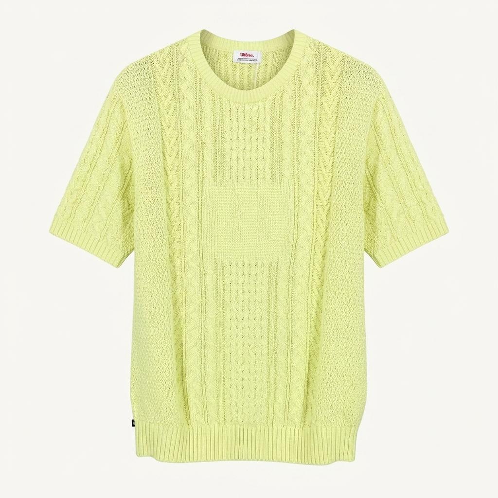 윌슨 남성 춘하 꽈배기 반팔니트티 라이트옐로우XL (HU44429) 1