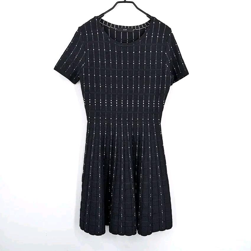 리스트 여성 춘하 홑겹 반팔니트 미니원피스 블랙85 (HU44454) 2