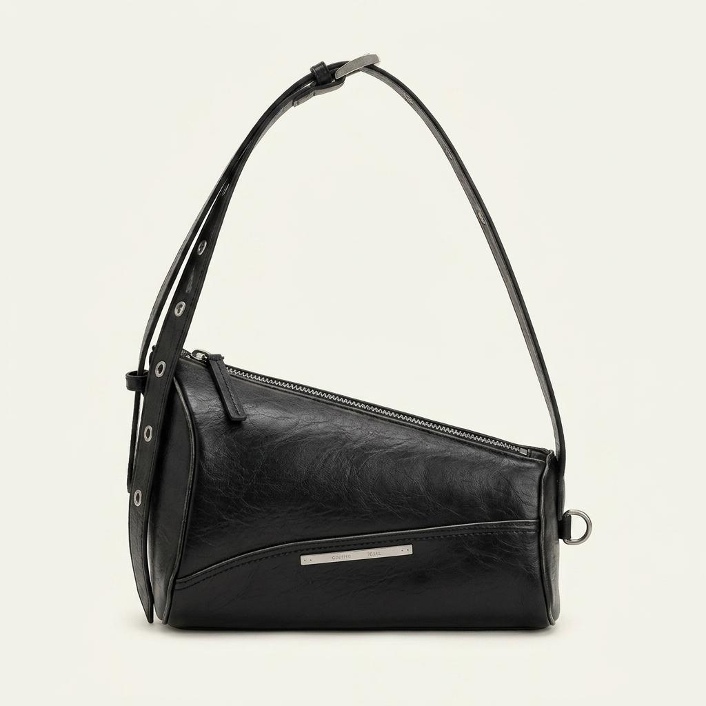 Dirty Washed Diagonal Bag in Black