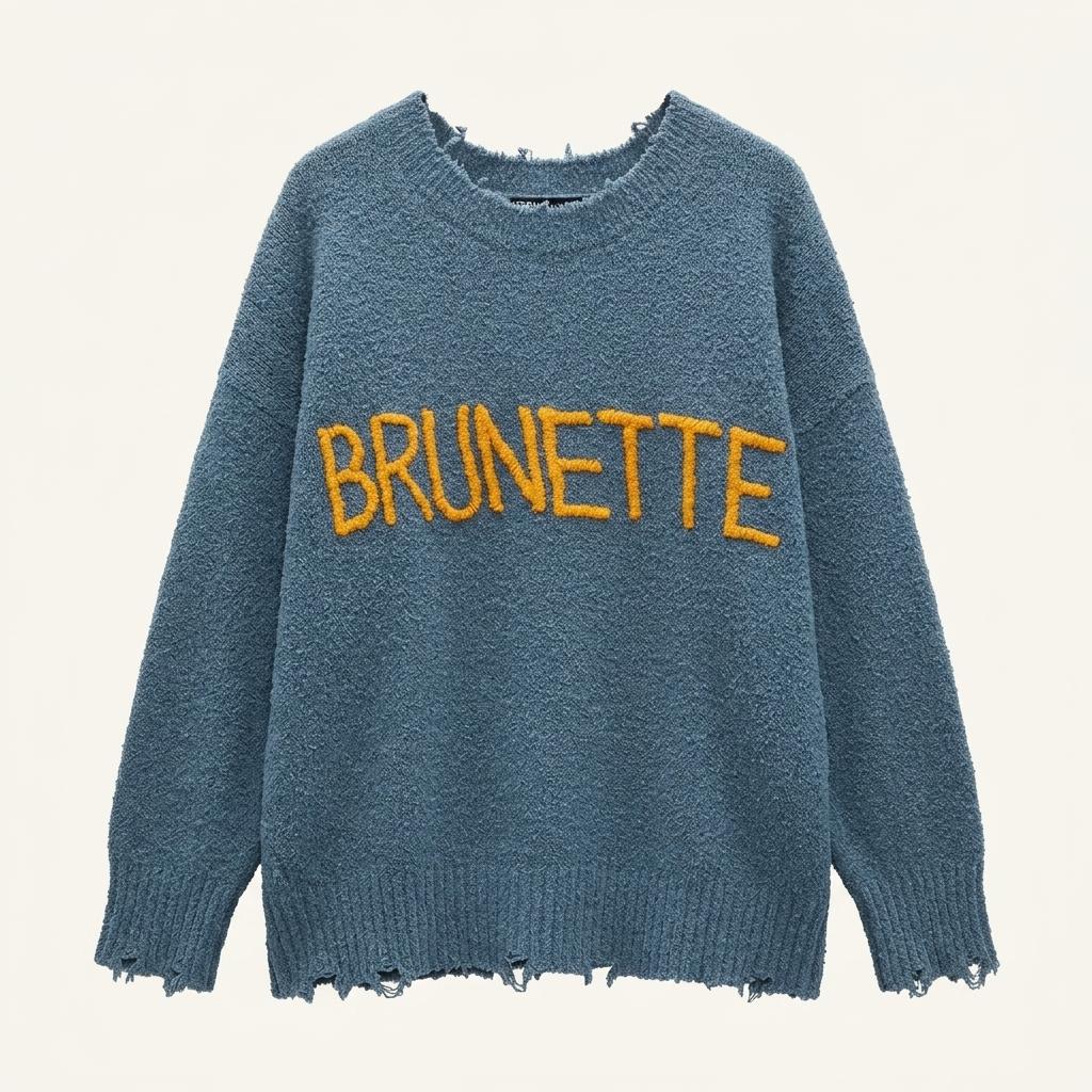 자라 BRUNETTE 자수 데미지 라운드 니트 1
