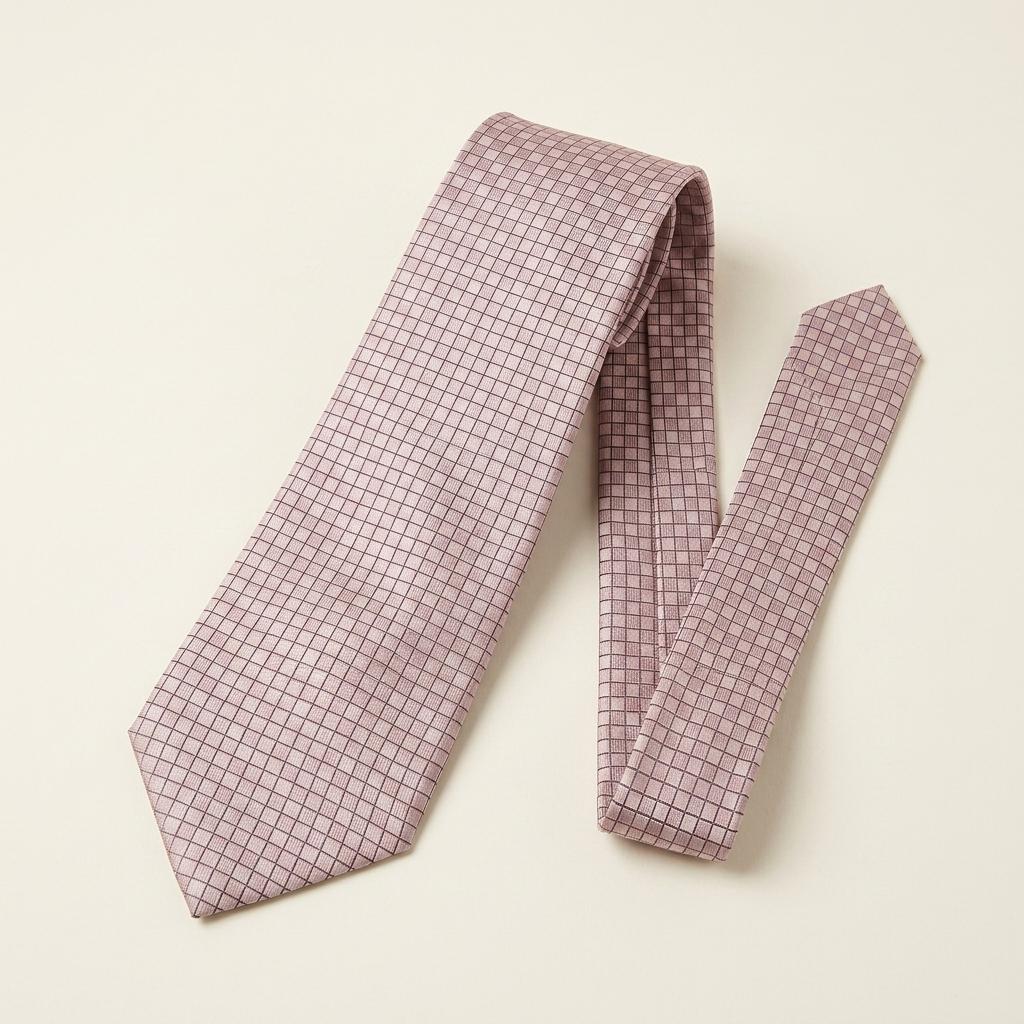 알테아 실크 핑크 체크 패턴 넥타이 8.8cm A+등급 E1391 1