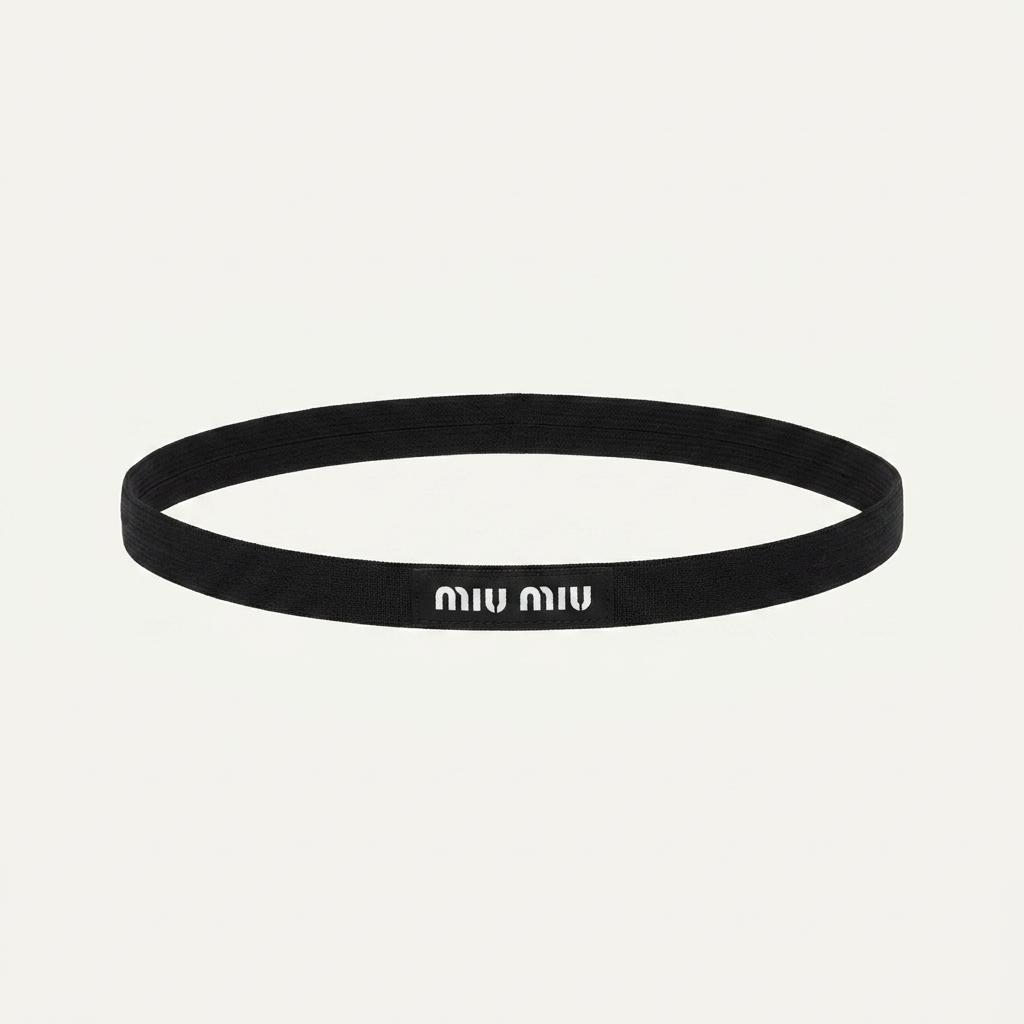 [Miu Miu] 미우미우 로고 니트 헤어밴드 블랙