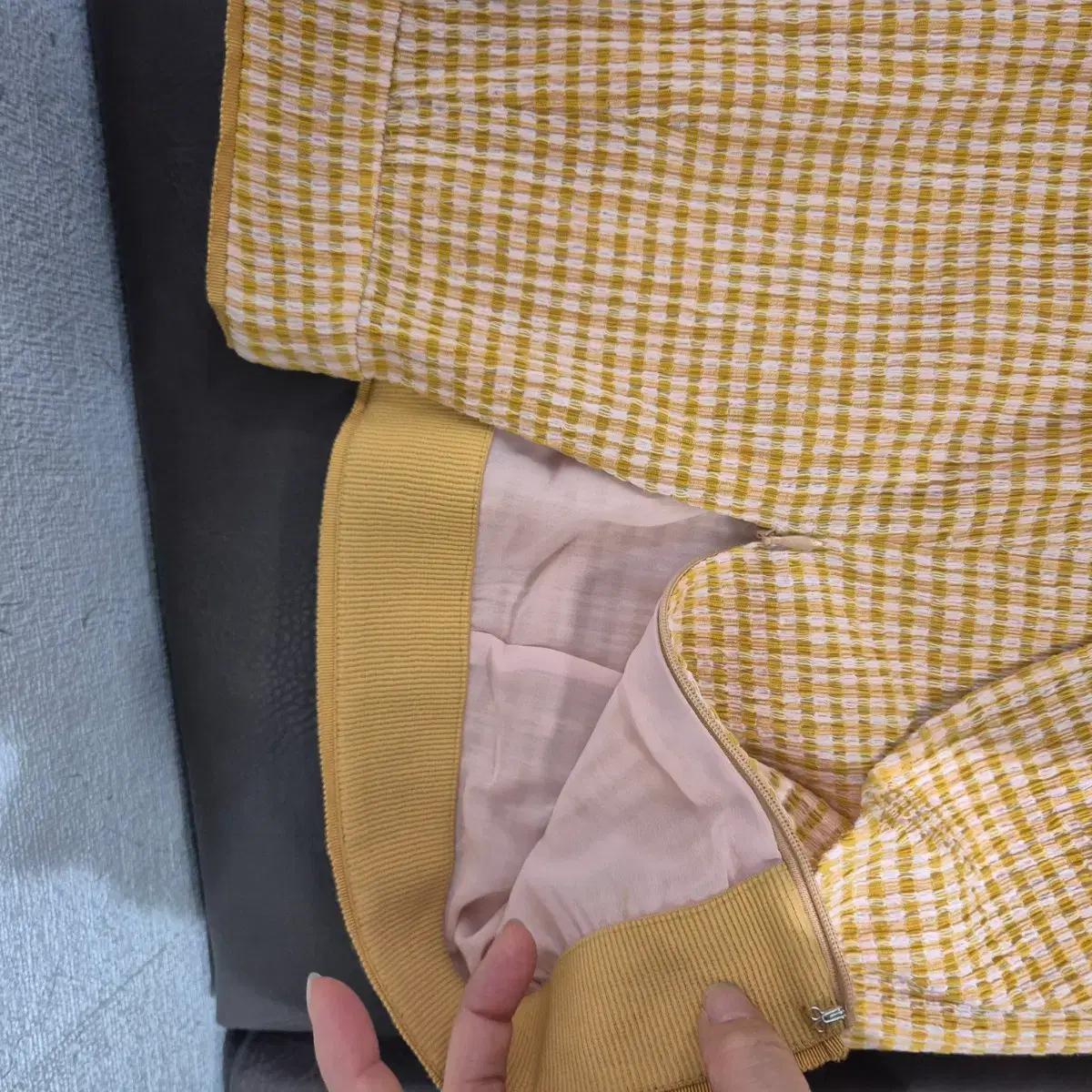 SJSJ 체크 프릴 랩 스커트 옐로우 5