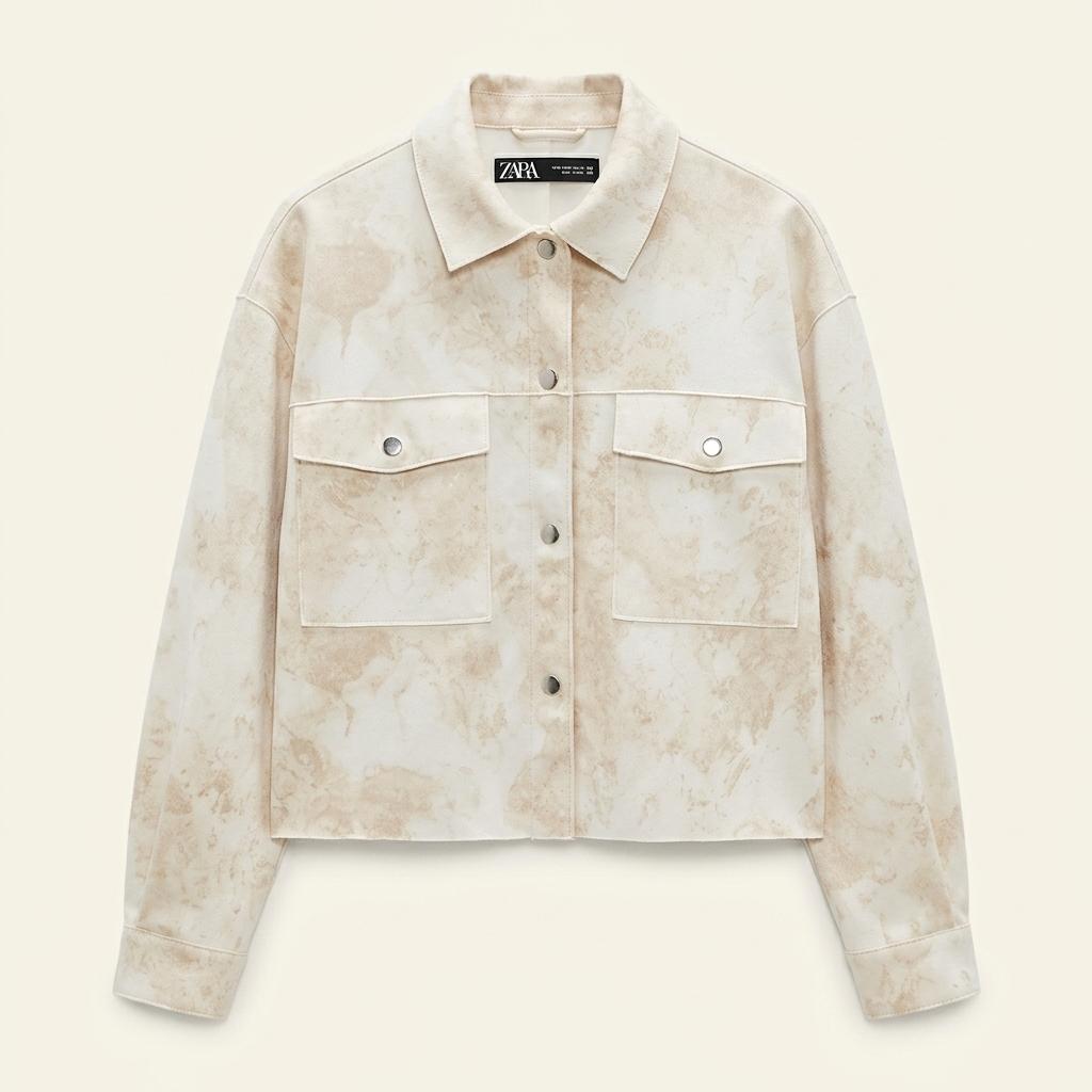 ZARA 자라 타이다이 스웨이드 크롭 재킷