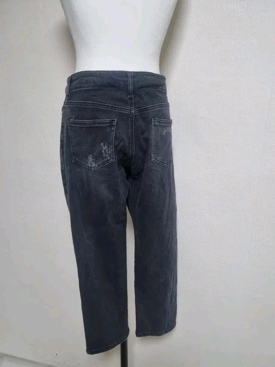 블랙 데님 찢어진 9부 멜빵바지 6