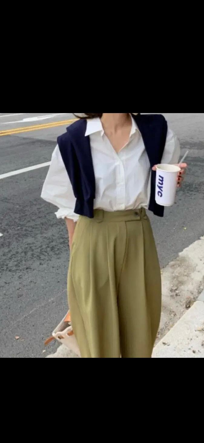 위드아웃썸머 와이드 핀턱 슬랙스 카키 5