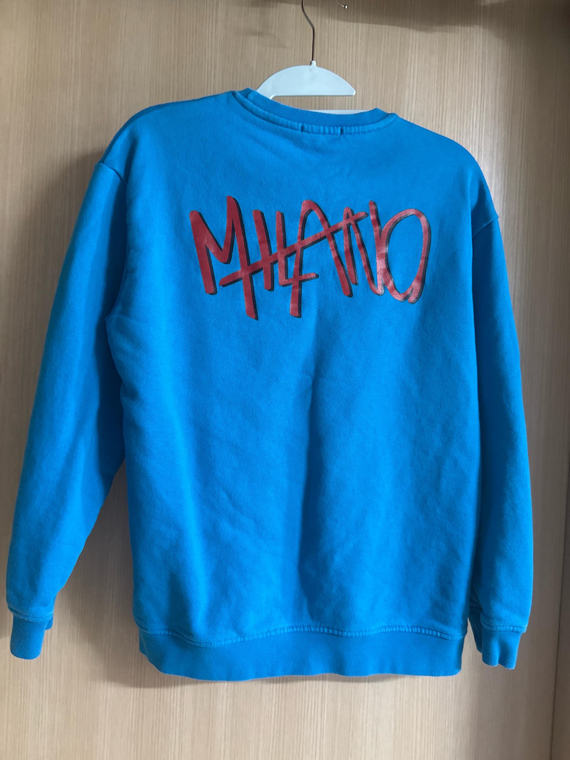 MSGM 로고 그래픽 기모 맨투맨 티셔츠 블루 3