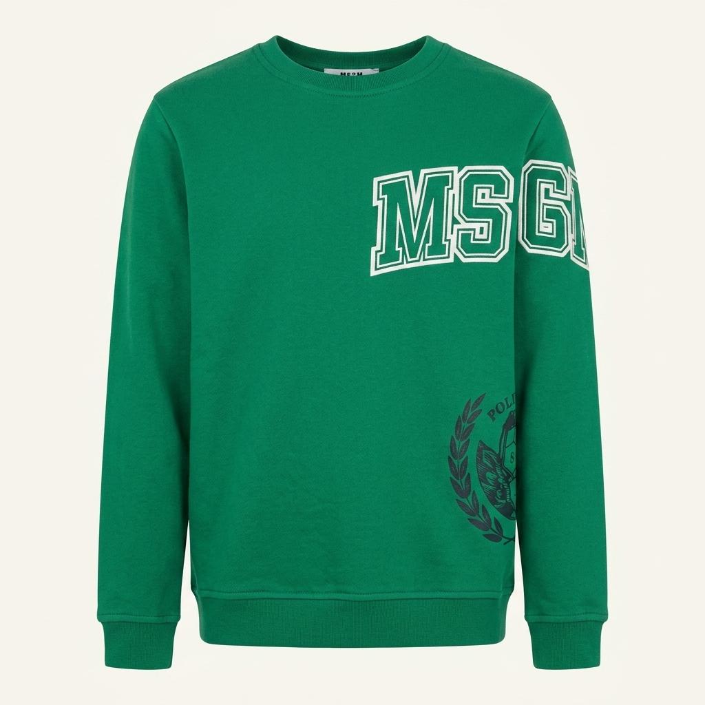 MSGM 키즈 로고 레터링 기모 맨투맨 그린 1