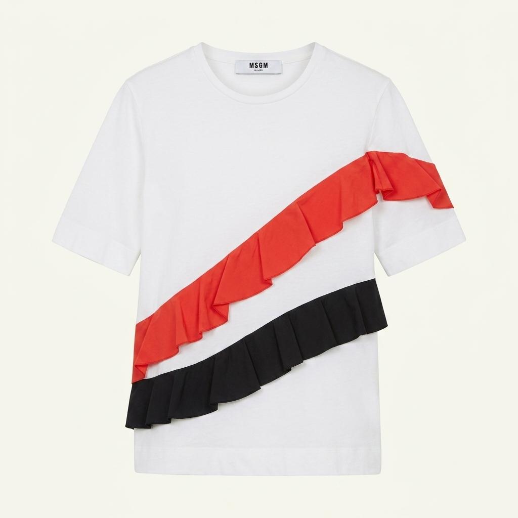 MSGM 컬러 블록 프릴 반팔 티셔츠 1