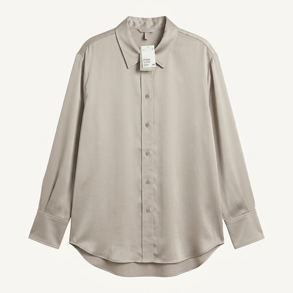 H&M 사틴 롱슬리브 셔츠 실버 그레이 1