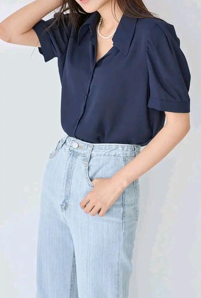 BL181큰카라베이직네이비실켓셔츠(새상품) 4