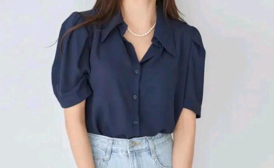 BL181큰카라베이직네이비실켓셔츠(새상품) 2