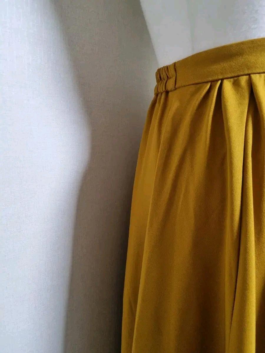 LS80 머스타드 컬러 언발란스 스커트 3