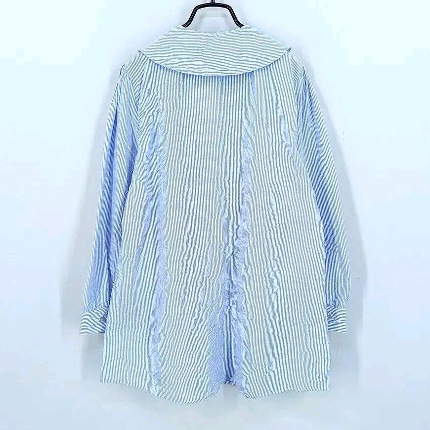 자라 여성 춘하 루즈핏 9부소매 구김블라우스 블루XS (HU44560) 3