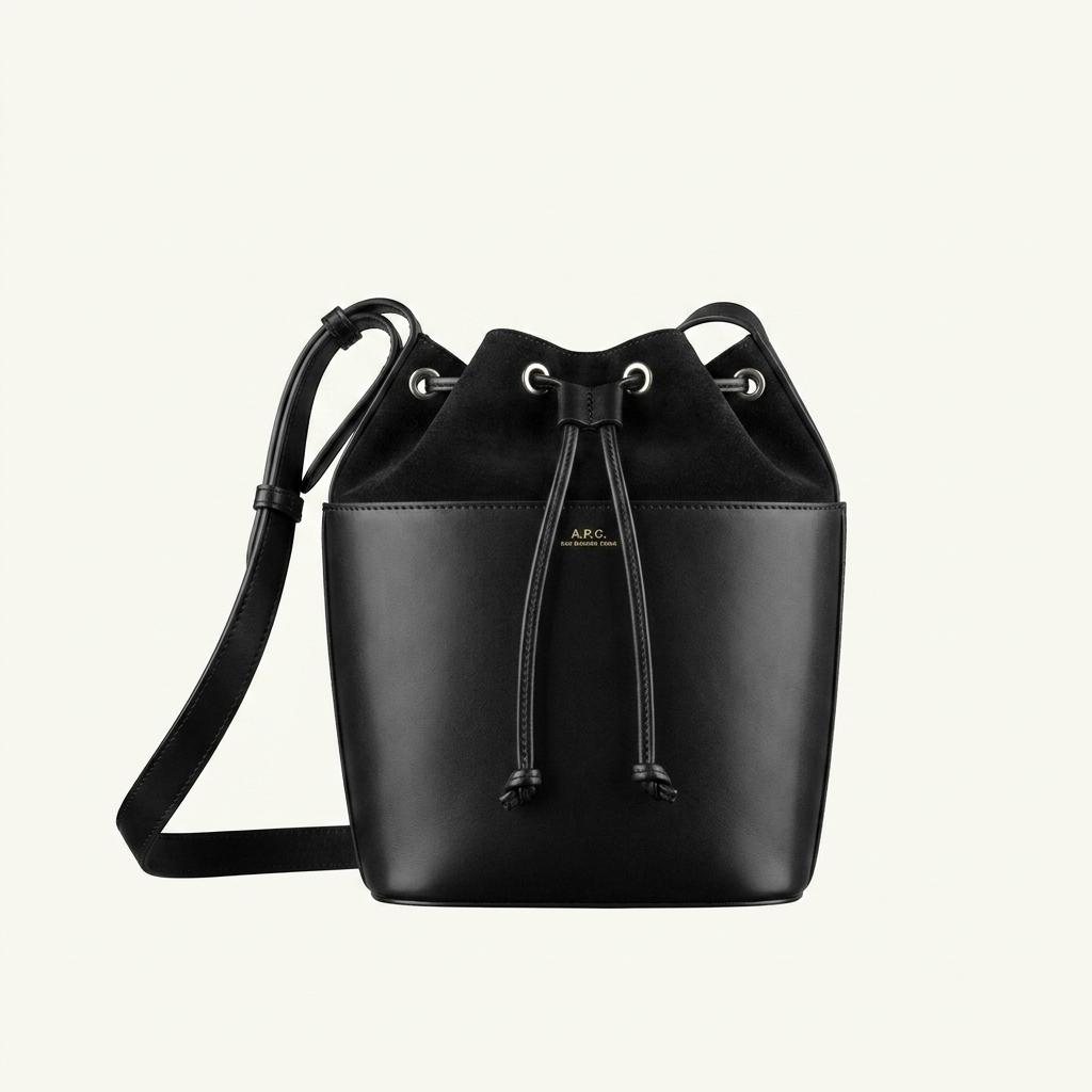 A.P.C. 아페쎄 레더 버킷백 숄더백 블랙