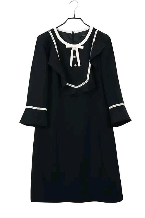 케네스레이디  라인 배색 리본 타이 원피스 2