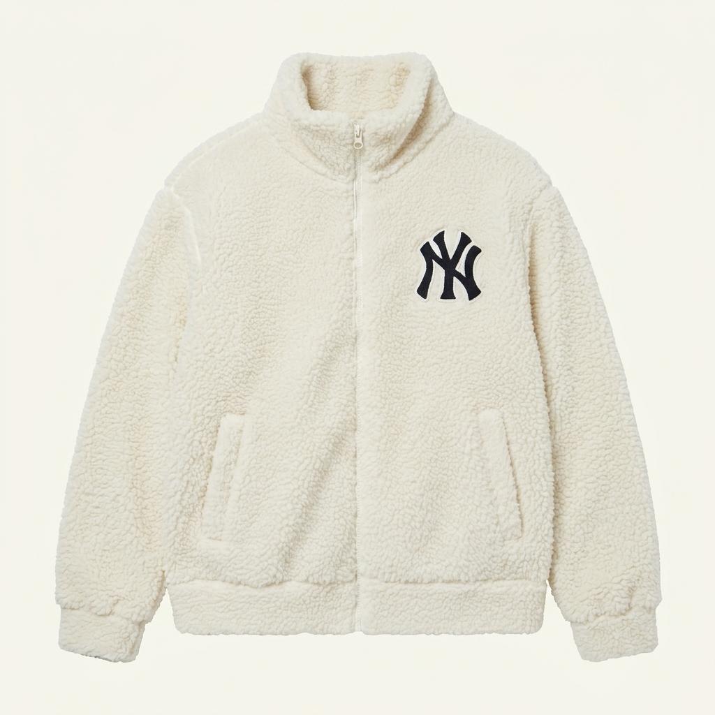 MLB NY양키스 후리스 덤블 집업 자켓 아이보리 1