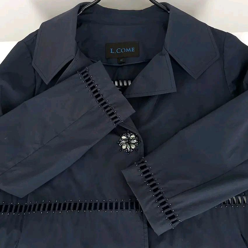 L.COME 여성 춘하 큐빅장식 9부소매자켓 네이비101 (HU44613 4