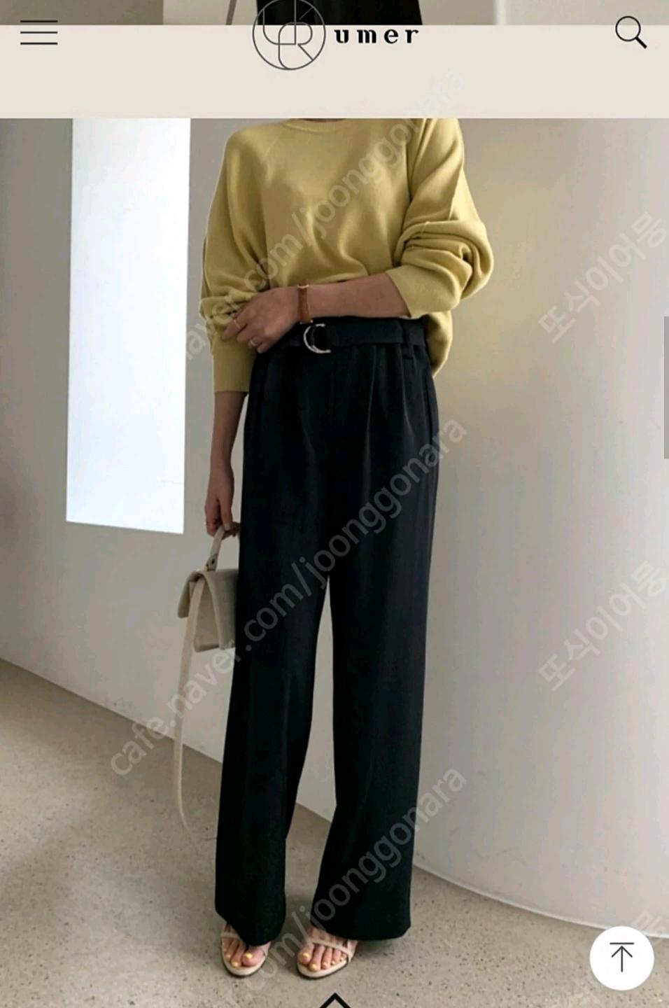 유메르 블랙 와이드 벨트 슬랙스 M 3