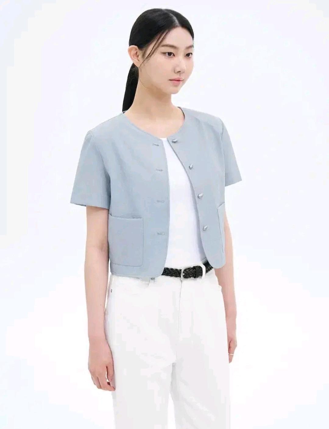 에잇세컨즈 노카라 반팔 린넨라이크 재킷 6
